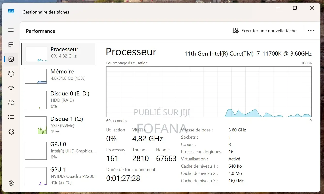 Ordinateur De Bureau HP Z2 32GB Intel Core I7 HDD+SSD 512GB