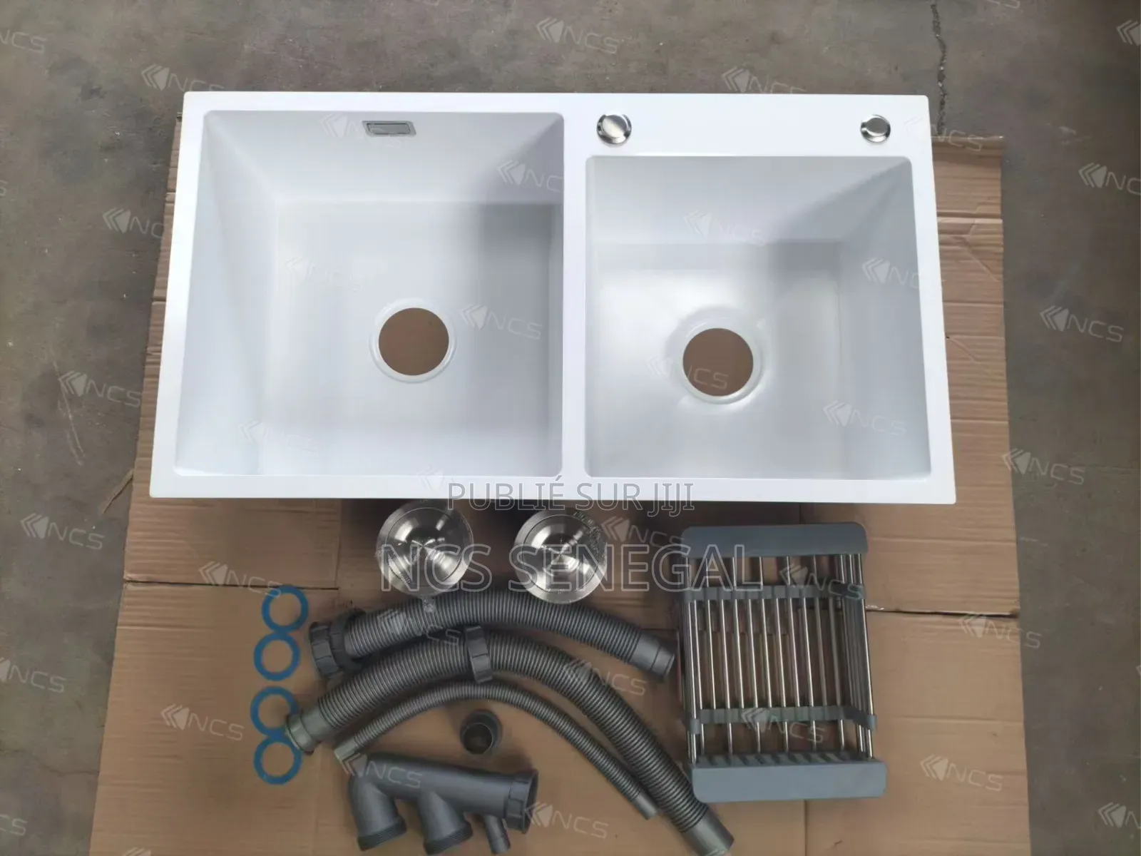 Évier Cuisine Complète 2 Cuve Blanc