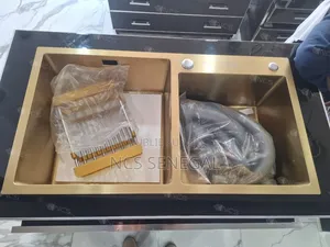 Évier 2 Bac Accessoires Complète Doré