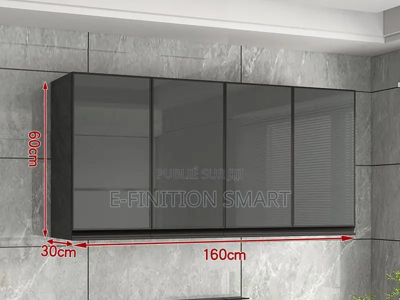 Étagère Murale Noire 4 Portes