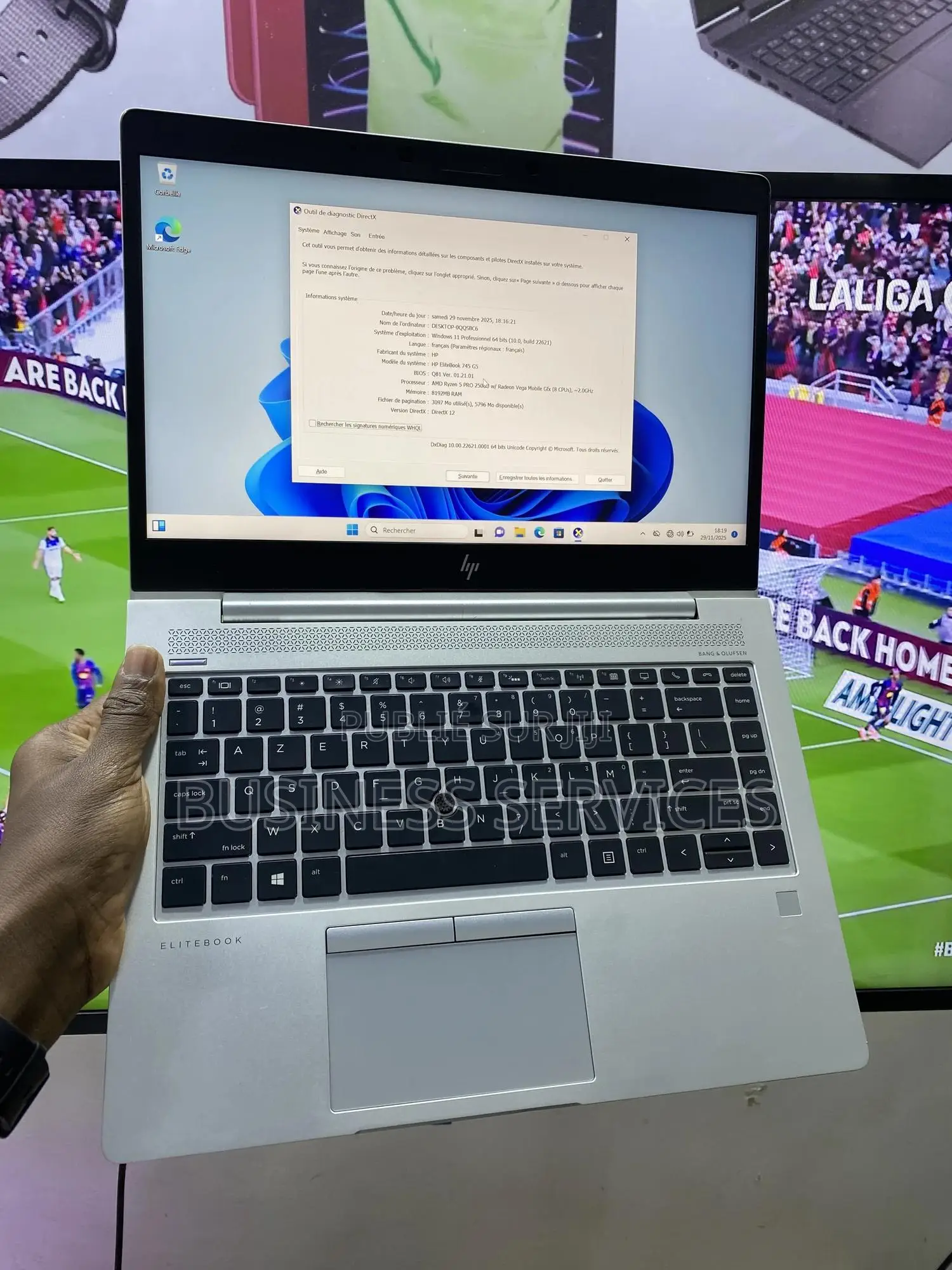 New Ordinateur Portable HP EliteBook 745 G5 8GB AMD Ryzen 5 SSD 250GB