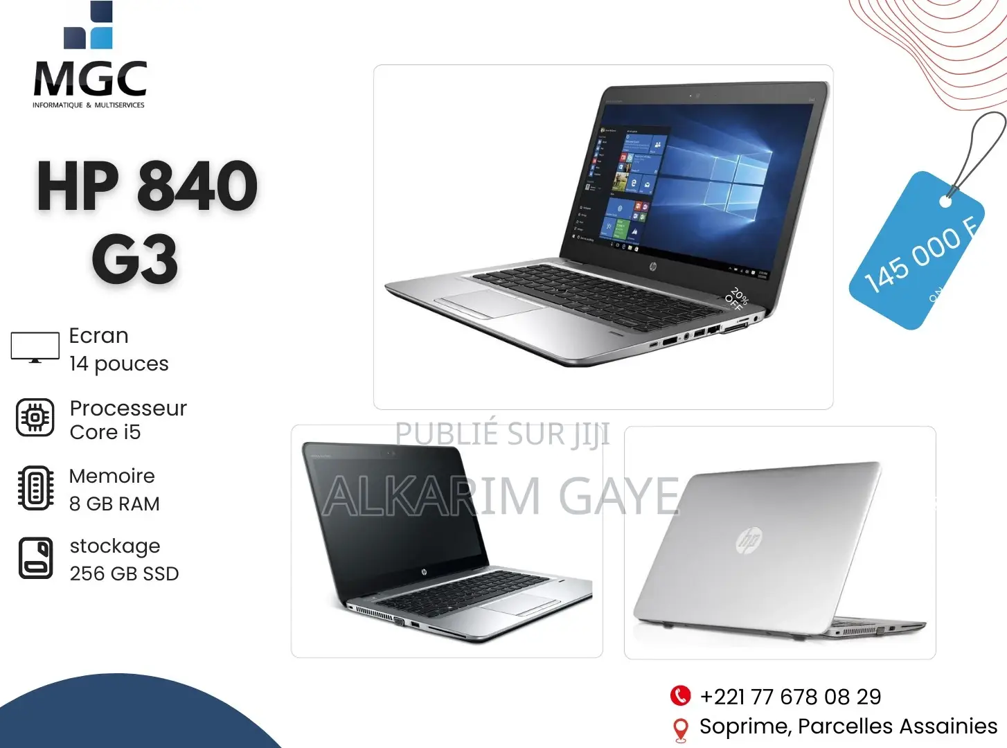 Ordinateur Portable HP EliteBook 840 G3 8GB Intel Core I5 SSD 256GB