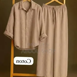 Ensemble Pantalon Large Et Chemise Longue Manches Disponible