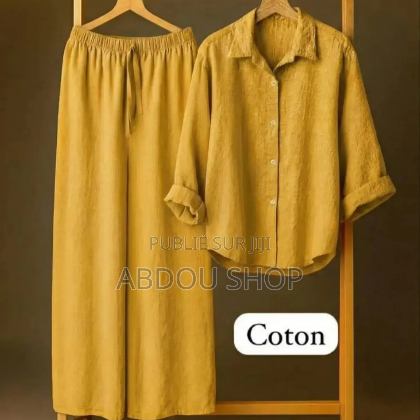 Ensemble Pantalon Large Et Chemise Longue Manches Disponible