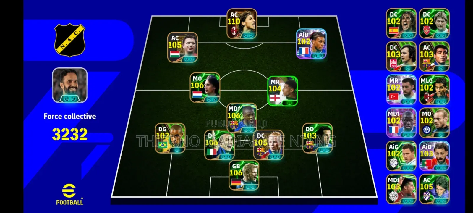 Compte Efoot Bou 3232 Avec 672 Pièces