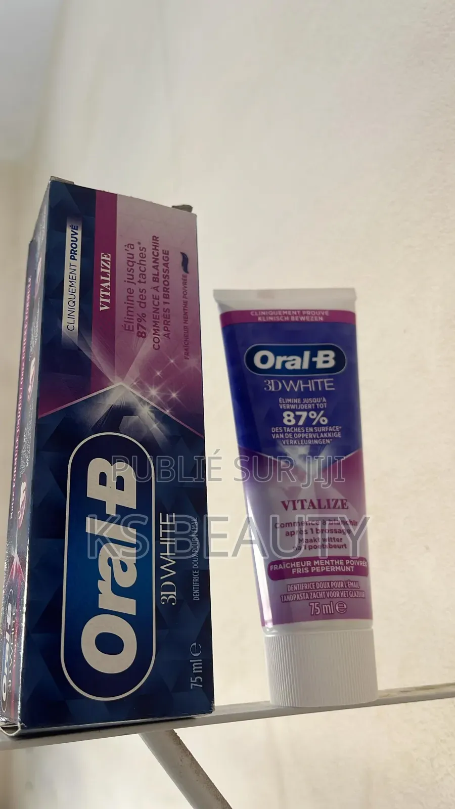 Oral B Dentifrice 3d White Vitalize 75ml, Élimine Jusqu'à 87% Taches