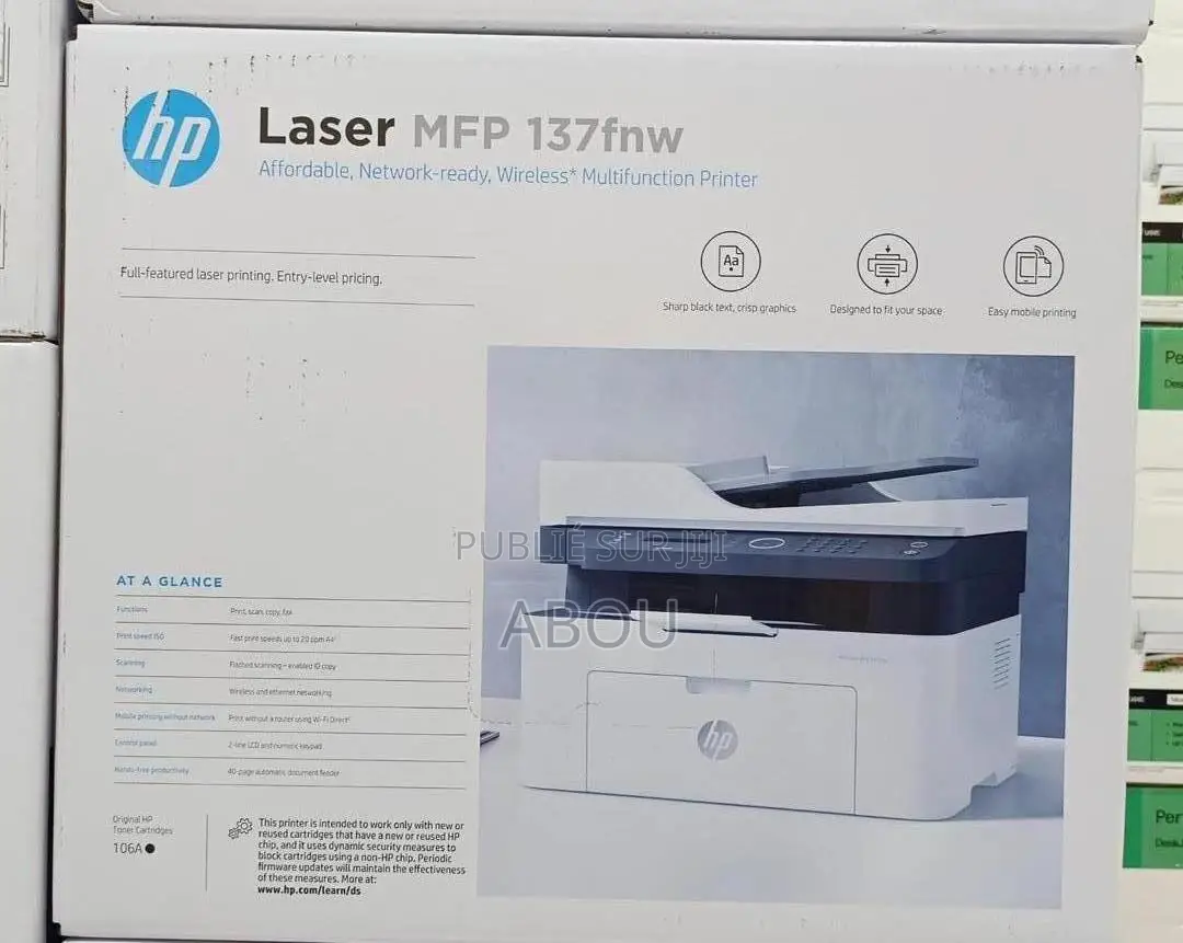 Imprimante Hp Laser 137fnw Multifonction Laser Monochrome