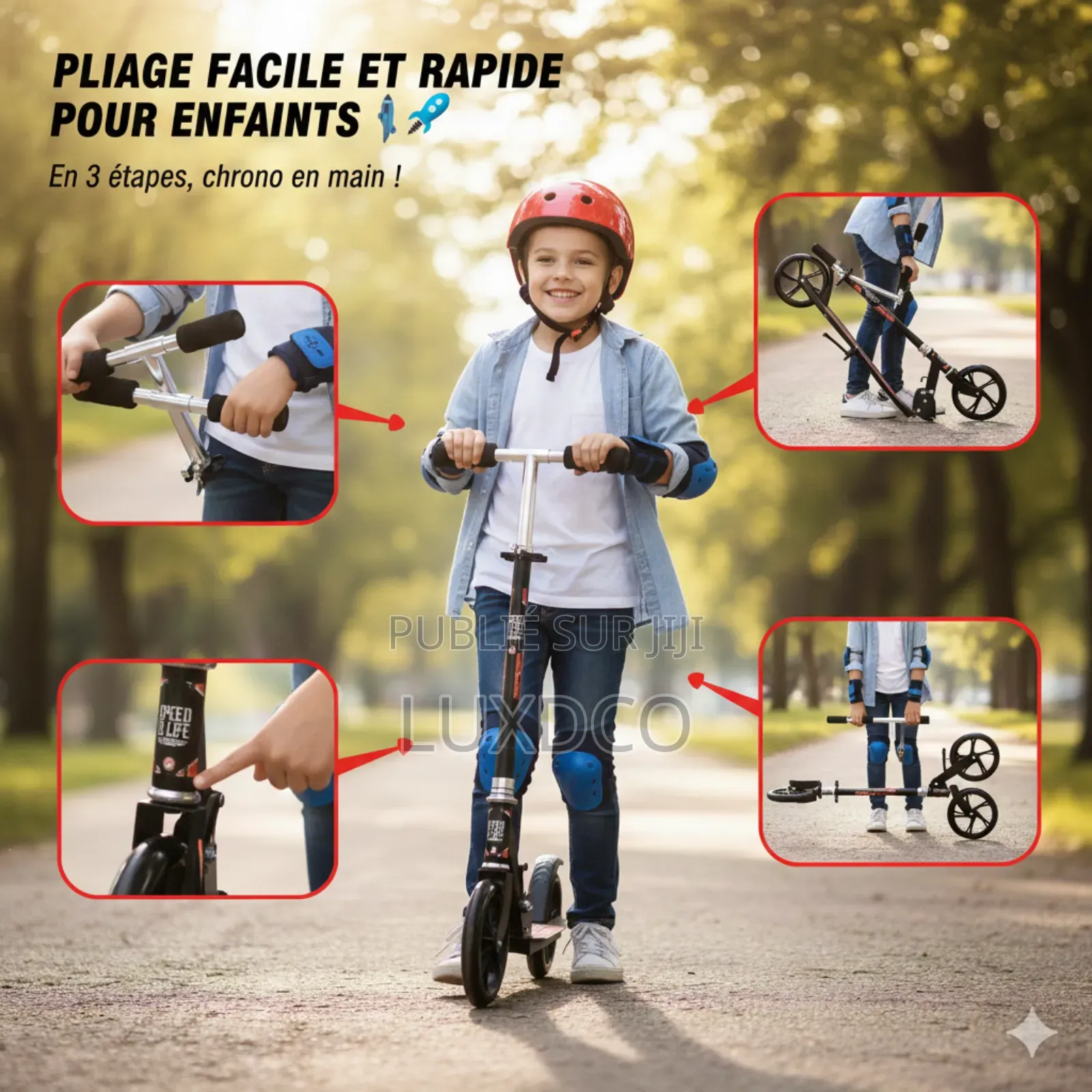 Trottinette Pliable en Acier Carbone