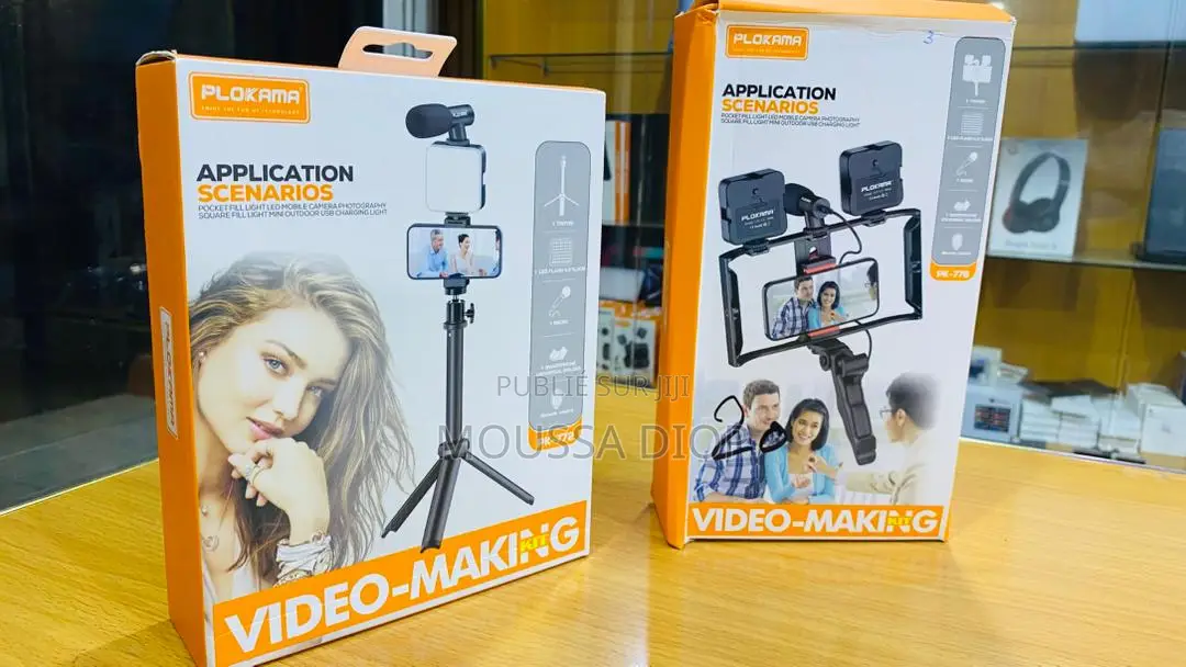 Kit Vidéo Smartphone 5-en-1double Led + Micro + Poignée Stabilisateur