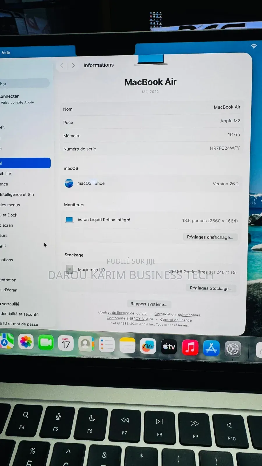 New Apple MacBook Air 2022 M2 16GB Apple M2 SSD 256GB