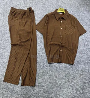 Ensemble Plissé Homme - Chemise Pantalon (Qualité Premium)