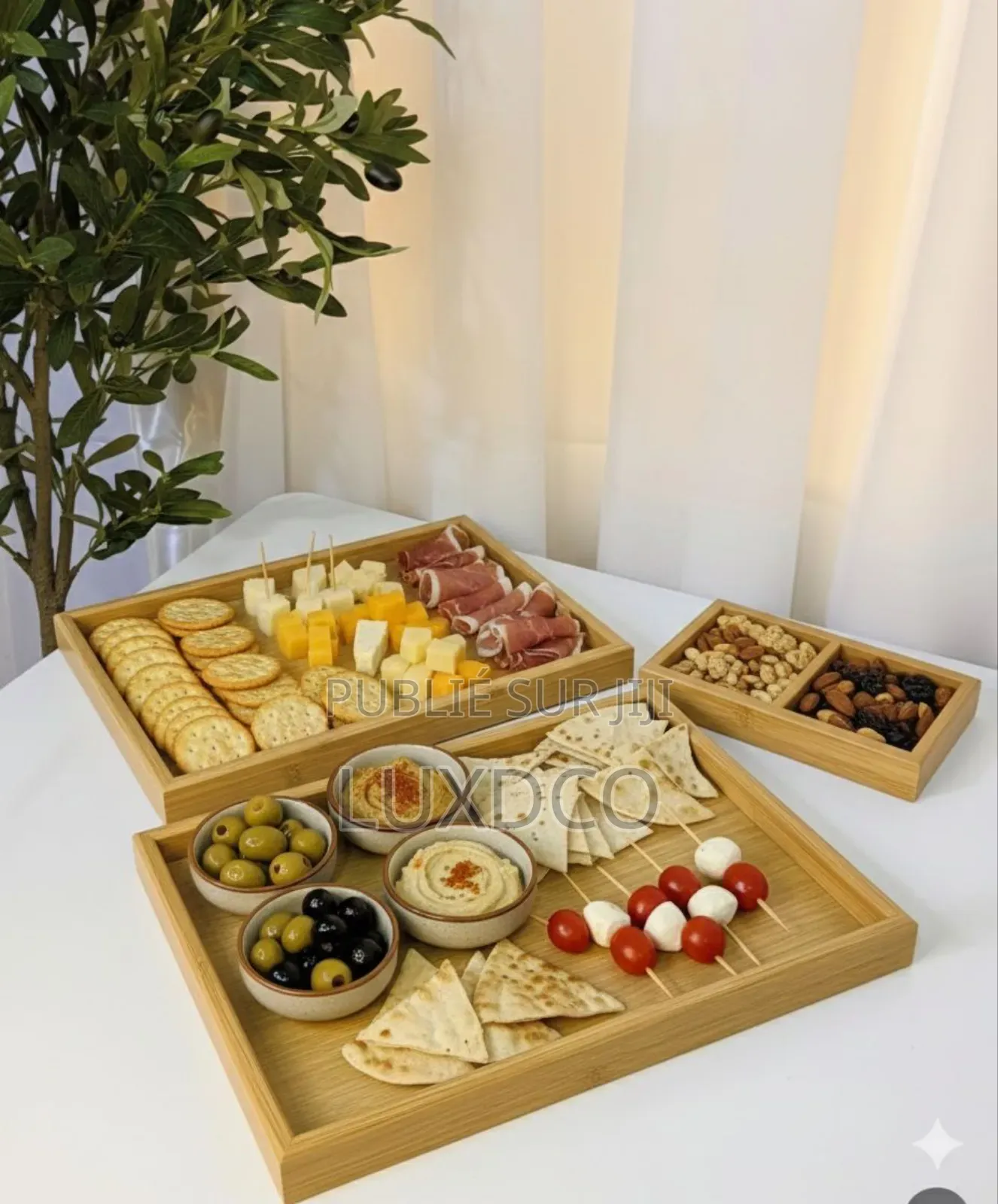 Plateau De Service 3 PCS en Bambou Haut De Gamme