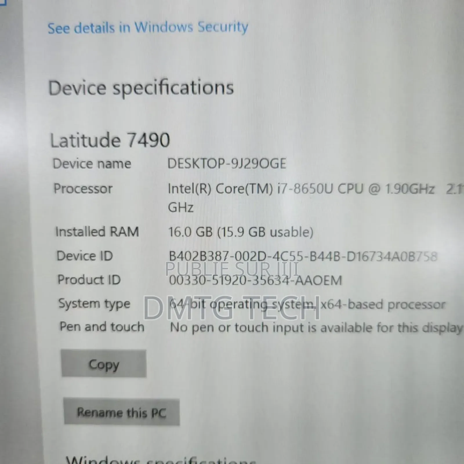 New Ordinateur Portable Dell Latitude 7490 16GB Intel Core I7 SSD 256GB