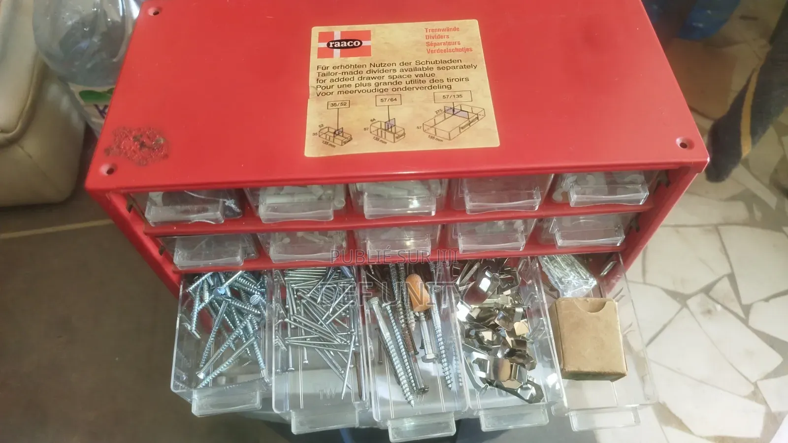 Tabco Boîte Rangement Vis Clous Rouge Robuste Venant De France