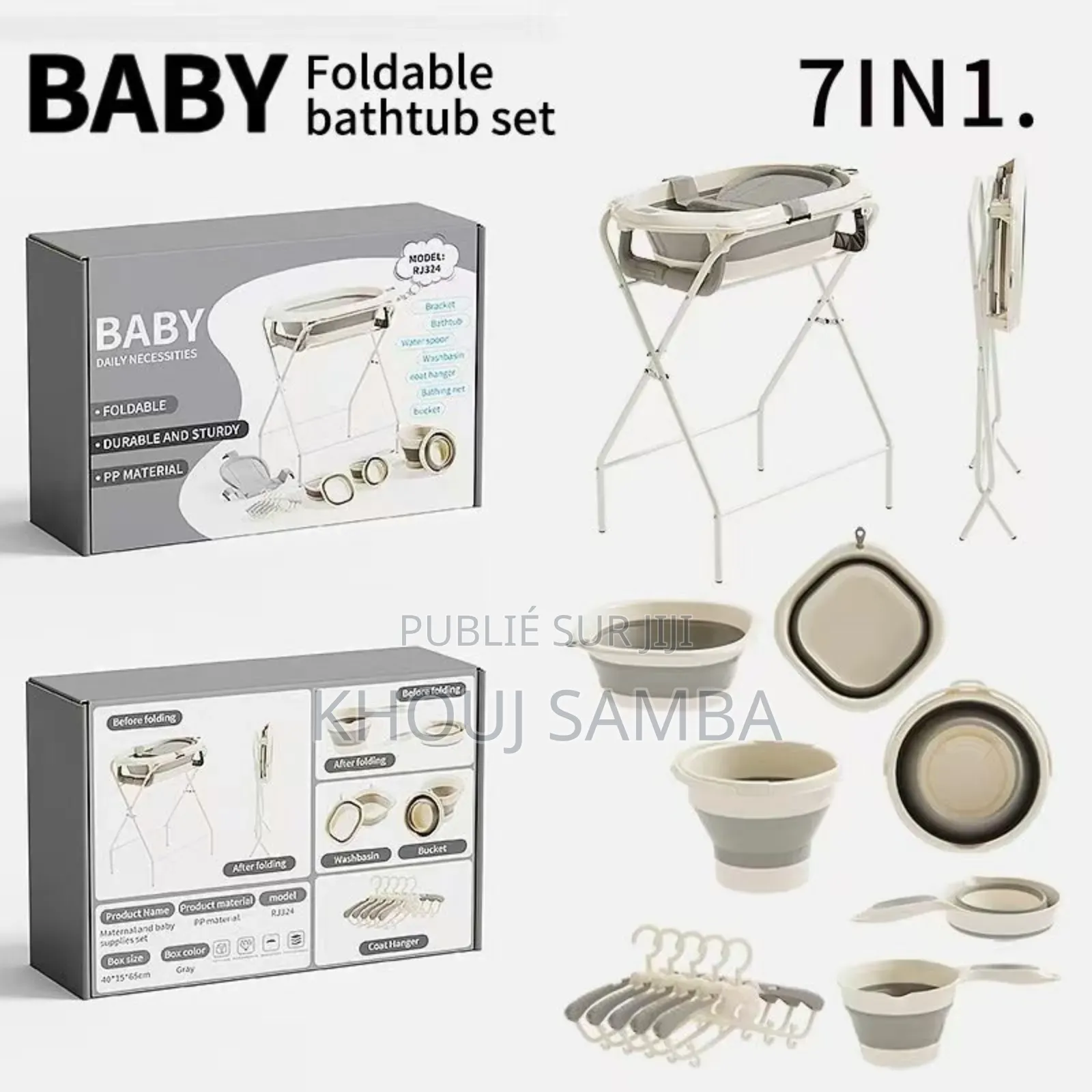 Ensemble Bassine Pliable Avec Pied