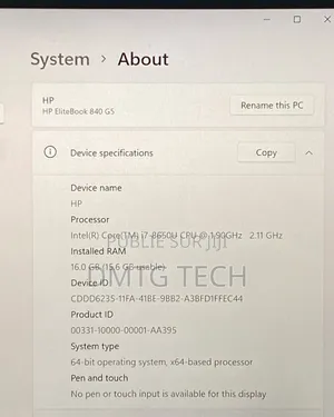 Nouveau HP EliteBook 840 G5 16GB Intel Core I7 SSD 256GB