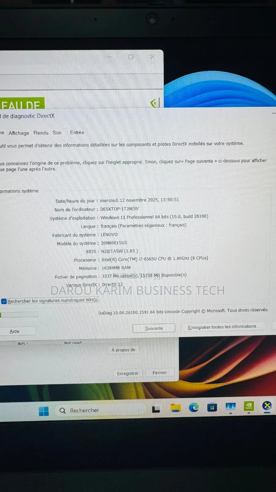 Nouveau Lenovo ThinkPad P53 16GB Intel Core I7 SSD 256GB