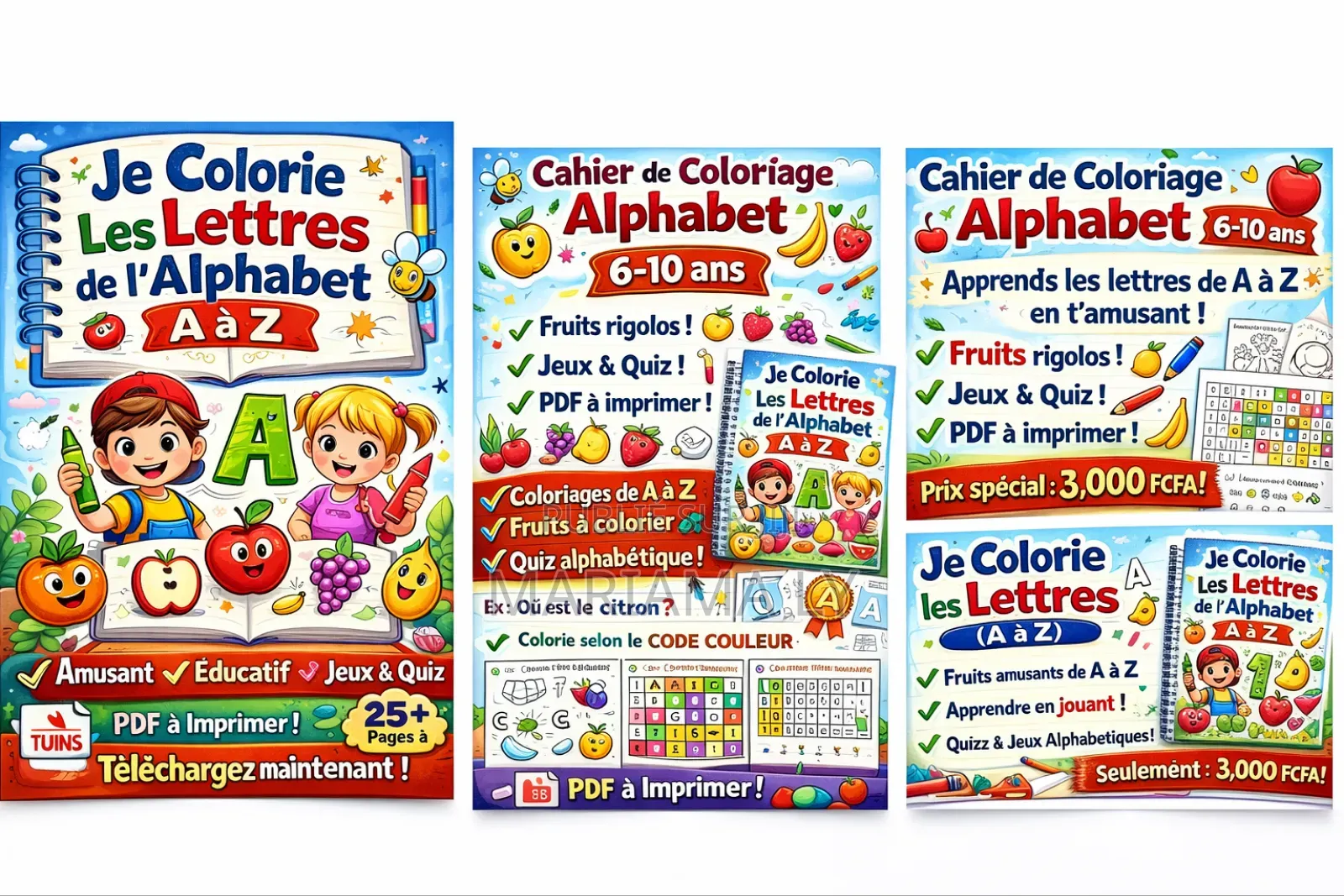 Cahier De Coloriage Des Lettres De l'Alphabet Avec Un Fruit