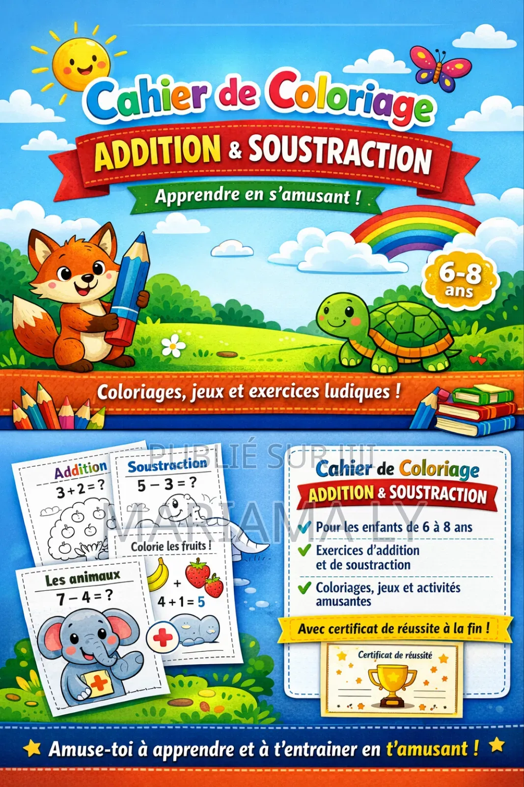 Cahier De Coloriage Éducatif ( Addition Et Soustraction Jusqu'à 20)