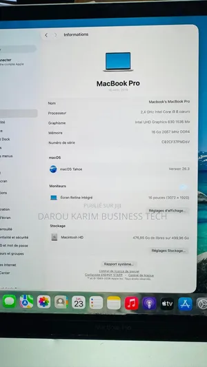Nouveau Apple MacBook Pro 2019 16GB Intel Core i9 SSD 512GB