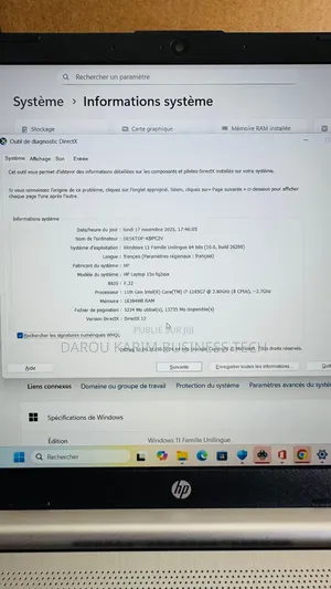 Nouveau Ordinateur portable HP 15S 16GB Intel Core i7 SSD 512GB