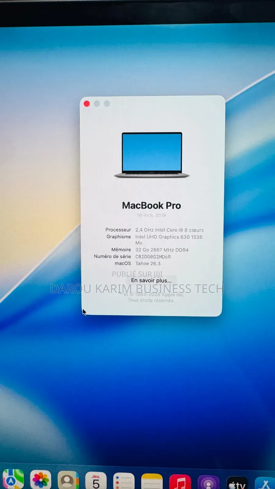 Nouveau Apple MacBook Pro 2019 32GB Intel Core i9 SSD 512GB