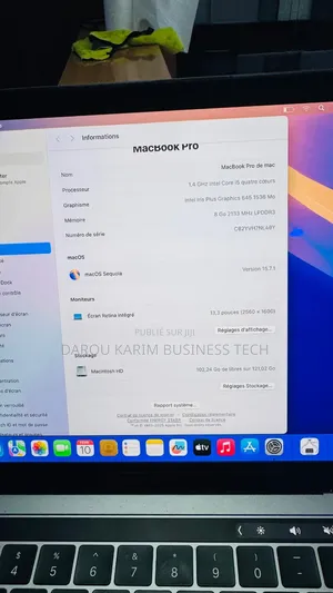 Nouveau Apple MacBook Pro 2019 8GB Intel Core i5 SSD 128GB