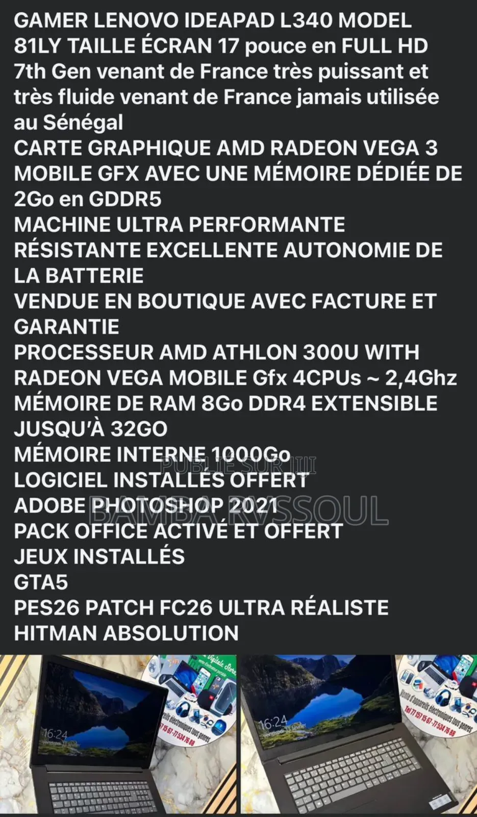 Ordinateur portable Lenovo IdeaPad L340 8GB AMD HDD 1T