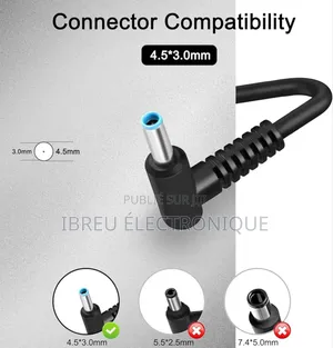 Chargeur Ordinateur Hp – Pin Bleu 65w (Qualité Premium)