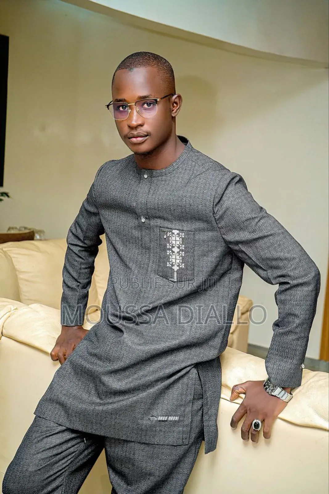 Ensemble Homme Africain Élégant Noir