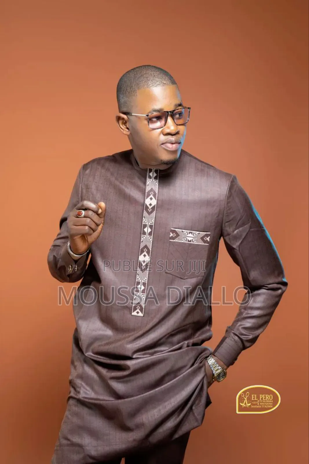 Ensemble Homme Africain Élégant Noir