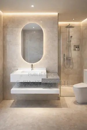 Meuble Vasque Avec Un Robinet Mitigeur Encastrable Et Un Miroir Led