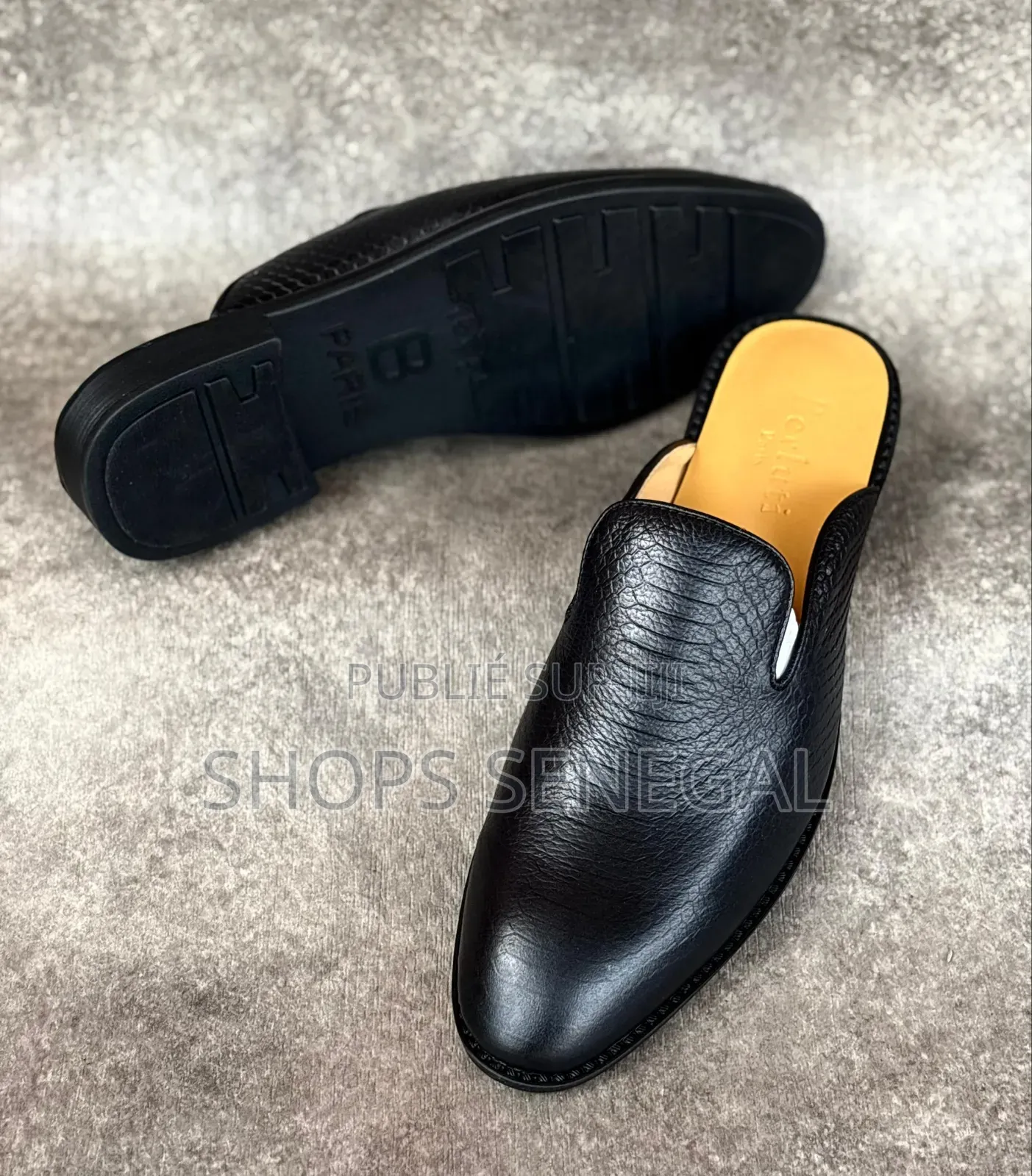 Mule Marocaine en Cuir Noir