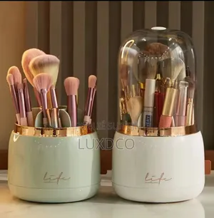 Porte-Pinceaux De Maquillage Rotatif, Avec Couvercle Anti-Poussière