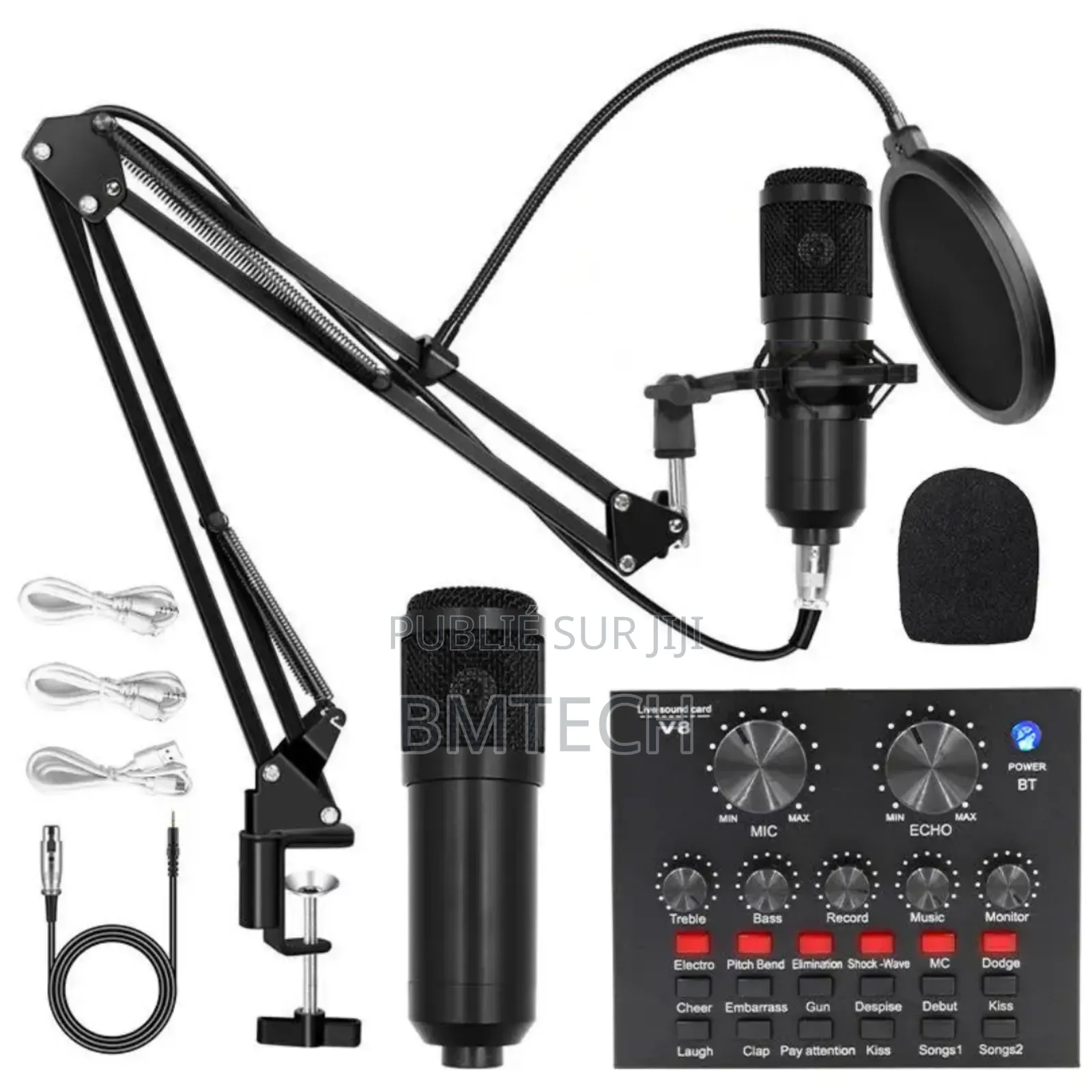 Ensemble Microphone Professionnel Bm 800 Avec Carte Son V8