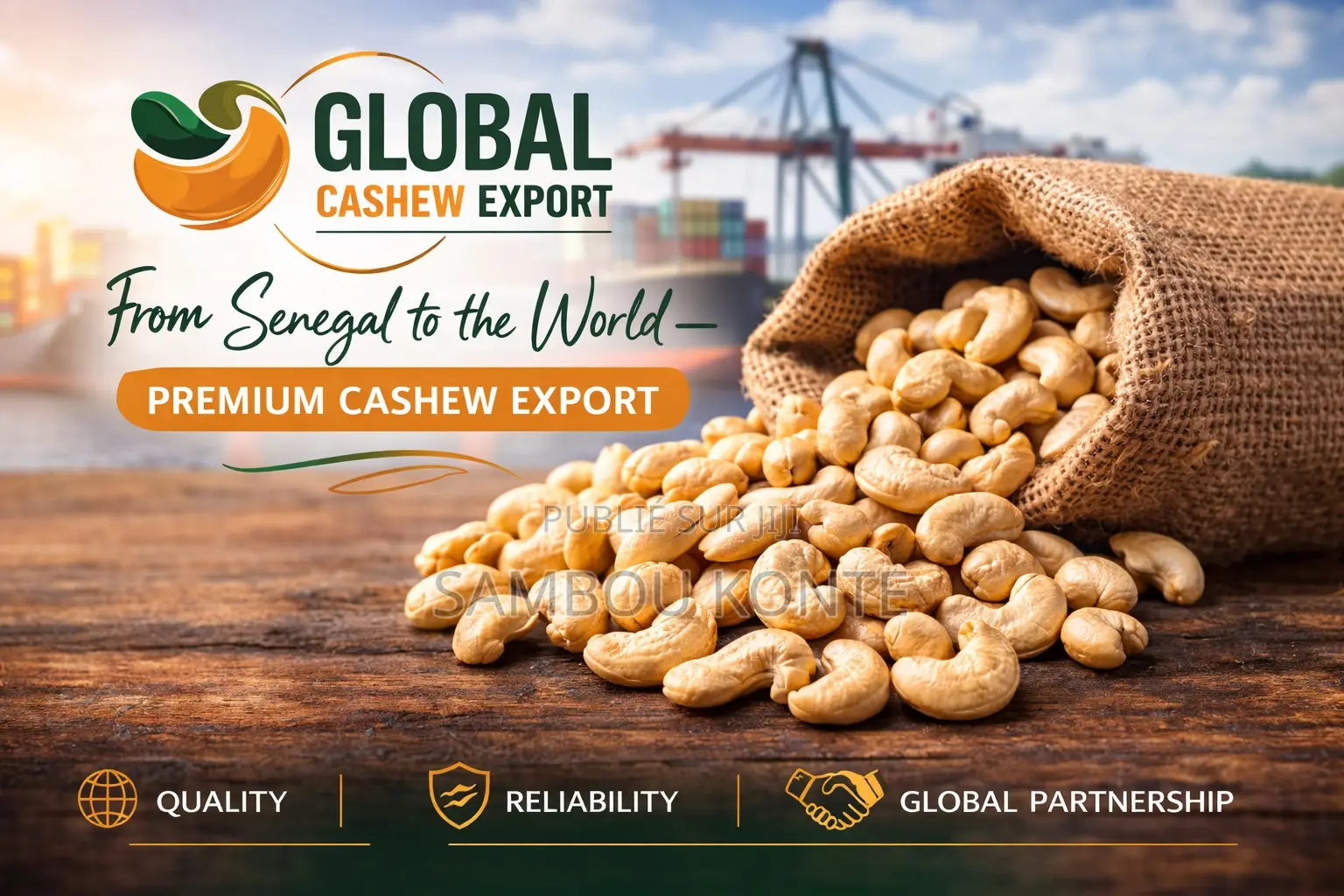 Slogan : “From Senegal to the World – Premium Cashew Export.”