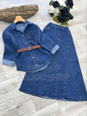 Ensemble Chemise Jupe Jean Avec Ceinture Disponible