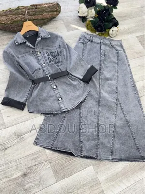 Ensemble Chemise Jupe Jean Avec Ceinture Disponible
