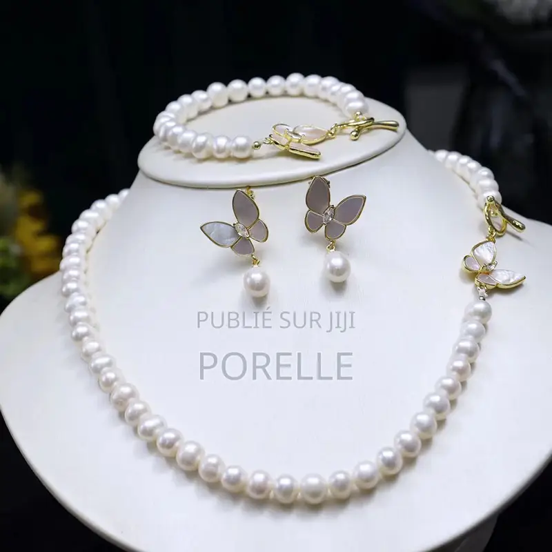Style Simple Papillon Perle d'Eau Douce Ensemble De Bijoux en Masse