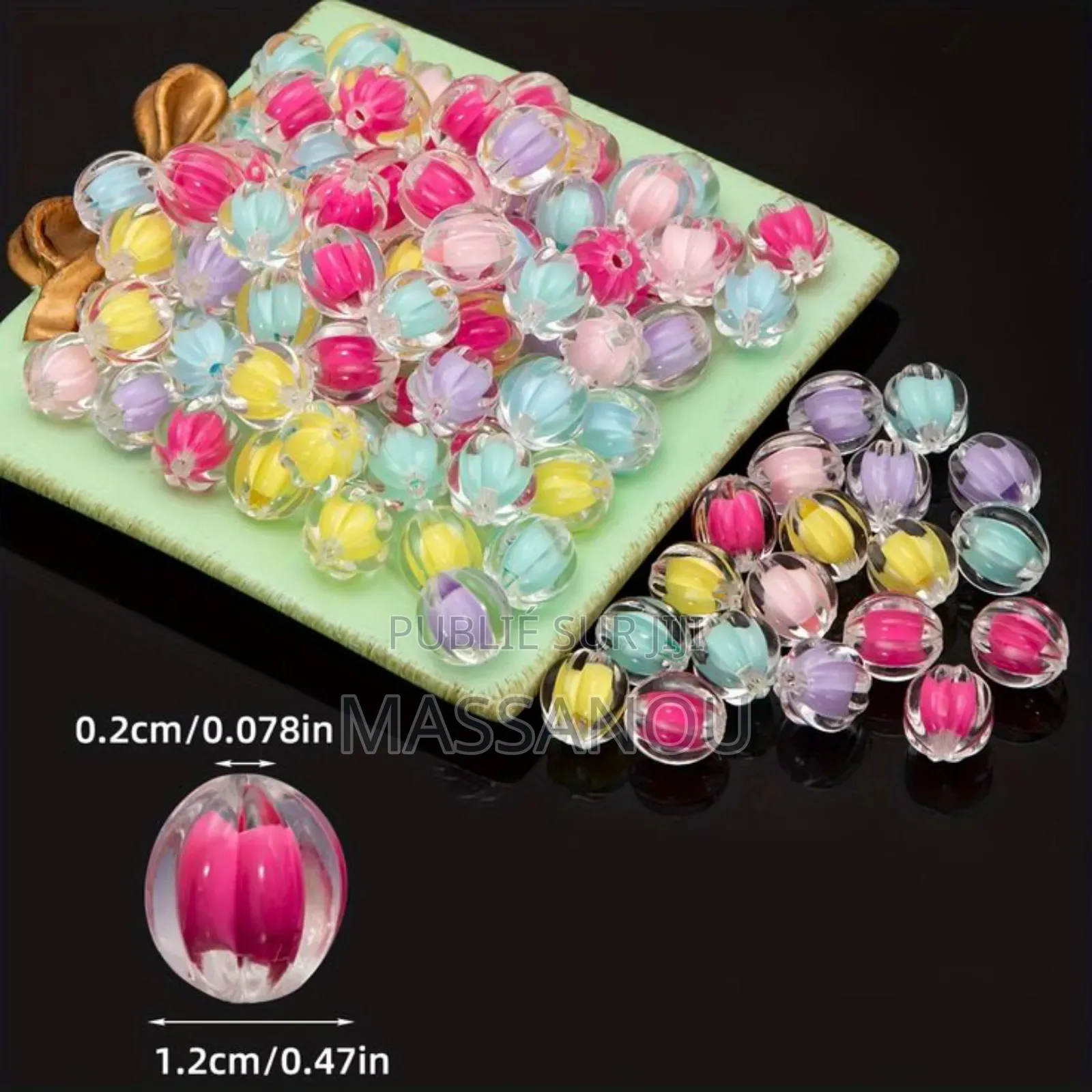 Perles en Acrylique À Rayures