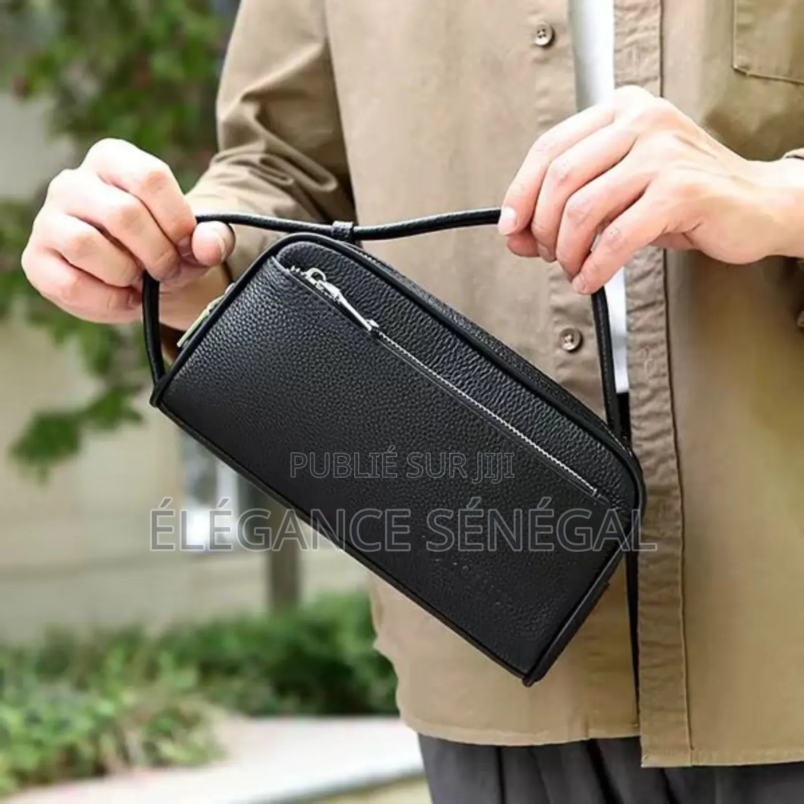 Sac De Poignet en Cuir Véritable Pour Homme