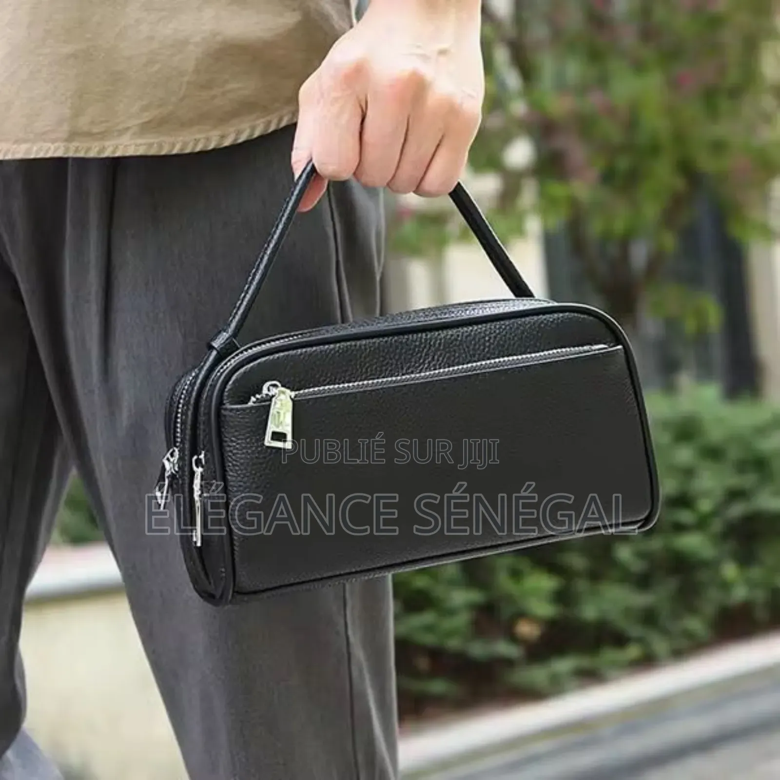 Sac De Poignet en Cuir Véritable Pour Homme