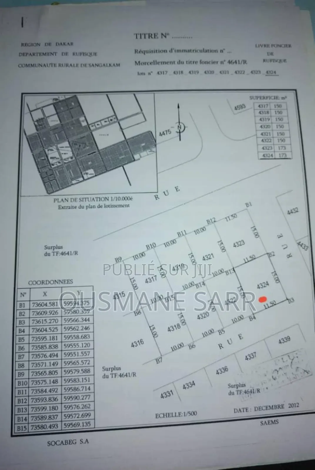 Terrain À Vendre À La Cité Socabeg