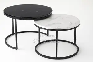 Ensemble Tables Gigognes Marbre Noir Blanc