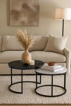 Ensemble Tables Gigognes Marbre Noir Blanc