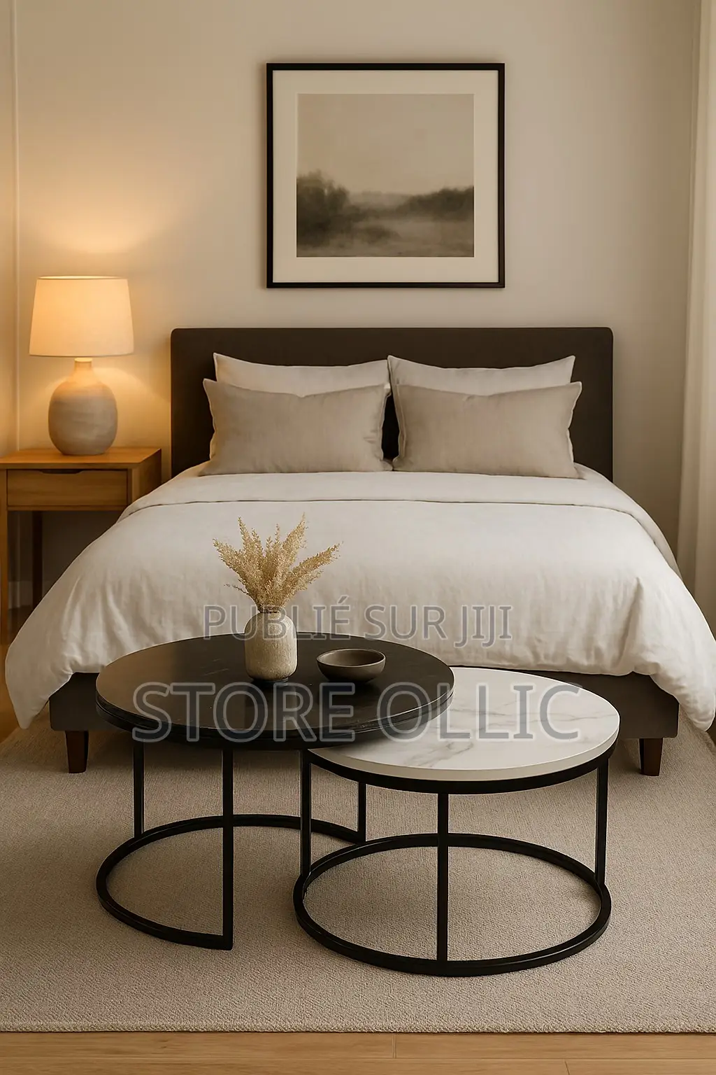 Ensemble Tables Gigognes Marbre Noir Blanc