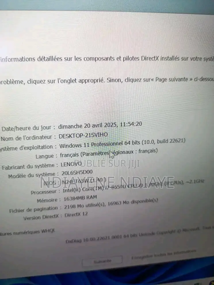 Ordinateur portable Lenovo ThinkPad T480 16GB Intel Core i7 SSD 256GB