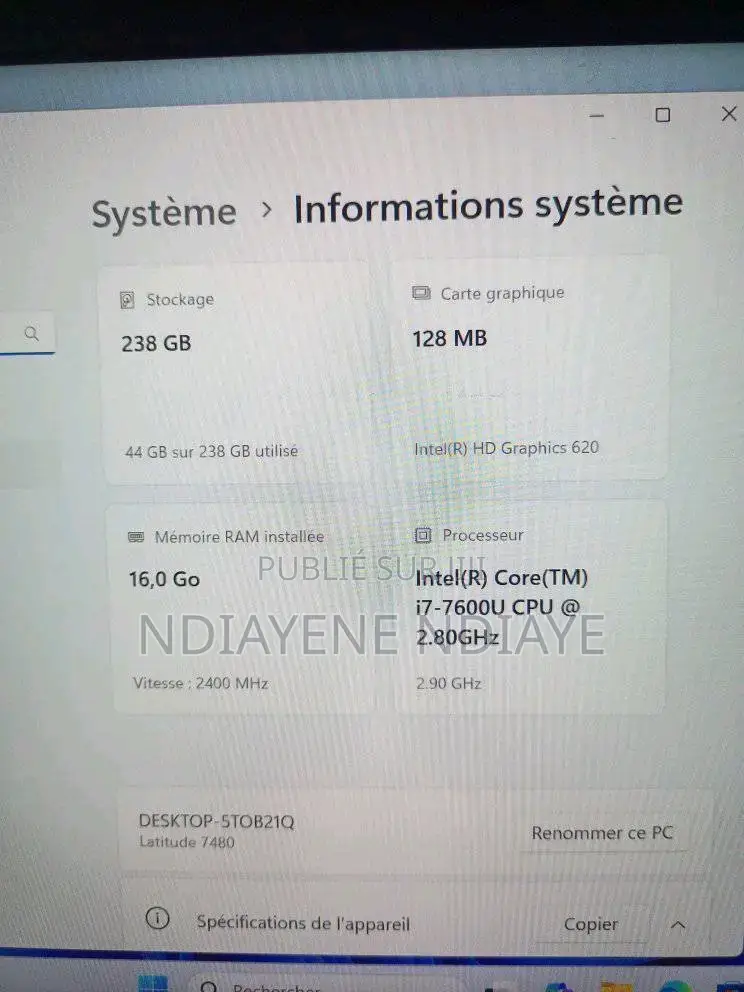 Ordinateur portable Dell Latitude 14 E7480 16GB Intel Core i7 SSD 256GB