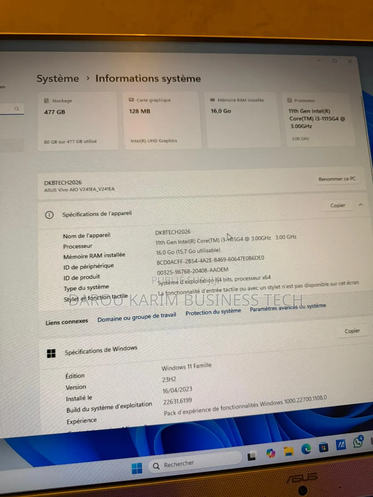Nouveau Asus Vivo AiO V241IC 16GB Intel Core i3 SSD 512GB