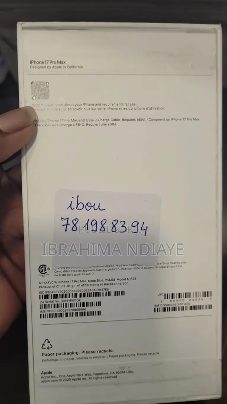 Nouveau Apple iPhone 17 Pro Max 256 GB Bleu